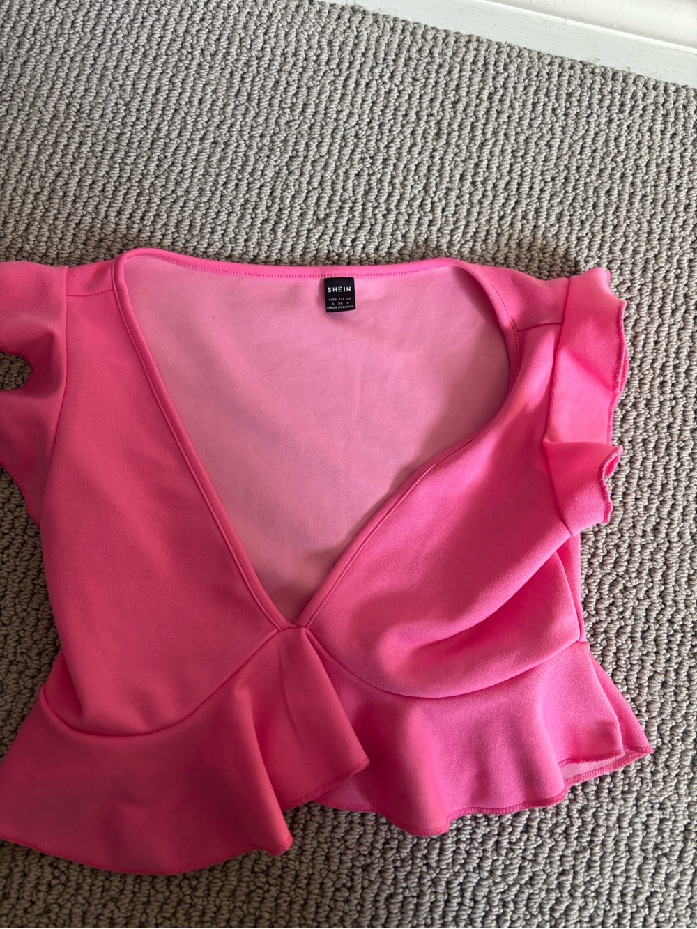 SHEIN Hot Pink Ruffle Wrap Crop Top